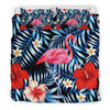 Flamingo Hawaiian Floral Tropical Flower Hibiscus Palm Leaves Pattern Print Duvet Cover Bedding Set-grizzshop