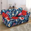 Flamingo Hawaiian Floral Tropical Flower Hibiscus Palm Leaves Pattern Print Loveseat Cover-grizzshop