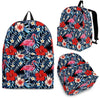 Flamingo Hawaiian Floral Tropical Flower Hibiscus Palm Leaves Pattern Print Premium Backpack-grizzshop