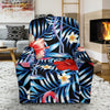 Flamingo Hawaiian Floral Tropical Flower Hibiscus Palm Leaves Pattern Print Recliner Cover-grizzshop