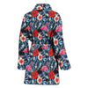 Flamingo Hawaiian Floral Tropical Flower Hibiscus Palm Leaves Pattern Print Women Long Robe-grizzshop