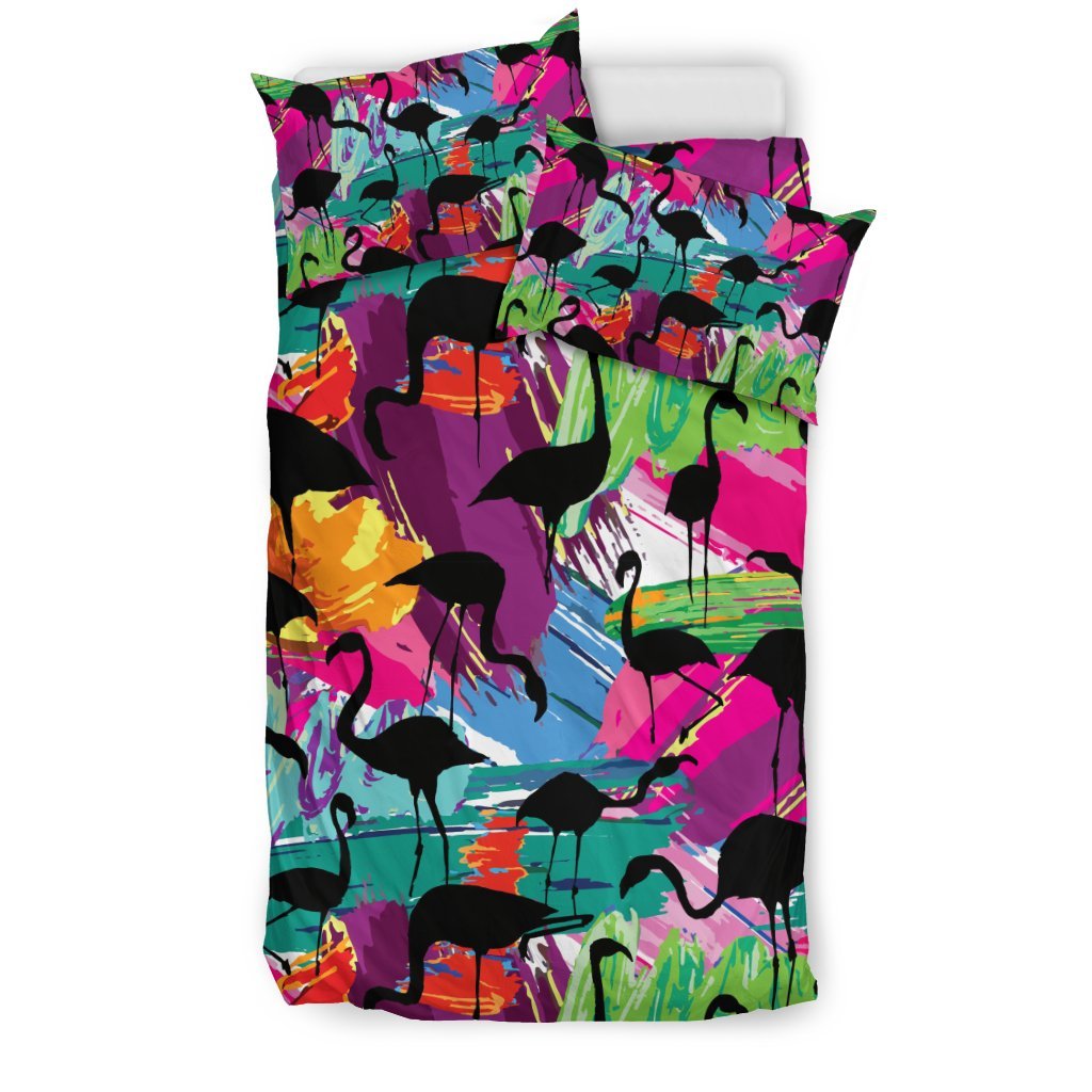 Flamingo Hawaiian Tropical Colorful Pattern Print Duvet Cover Bedding Set-grizzshop