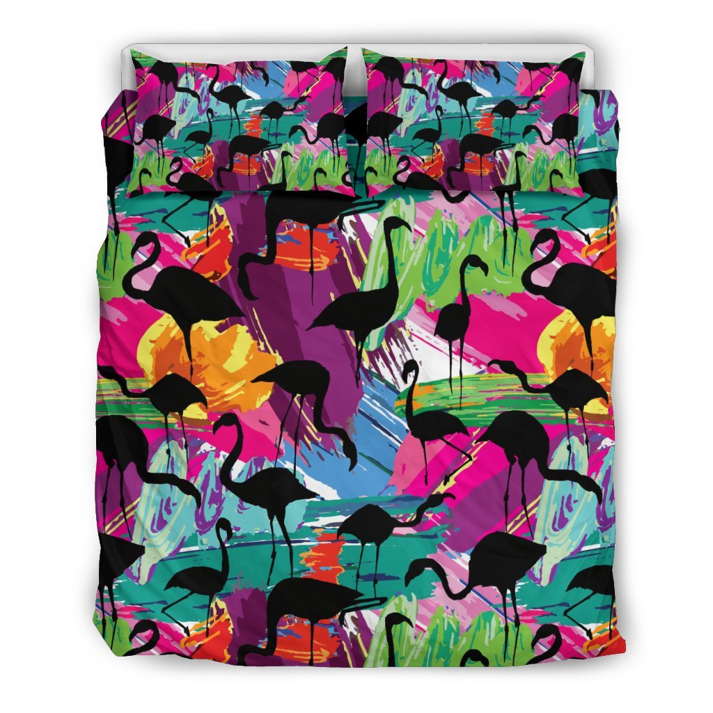 Flamingo Hawaiian Tropical Colorful Pattern Print Duvet Cover Bedding Set-grizzshop