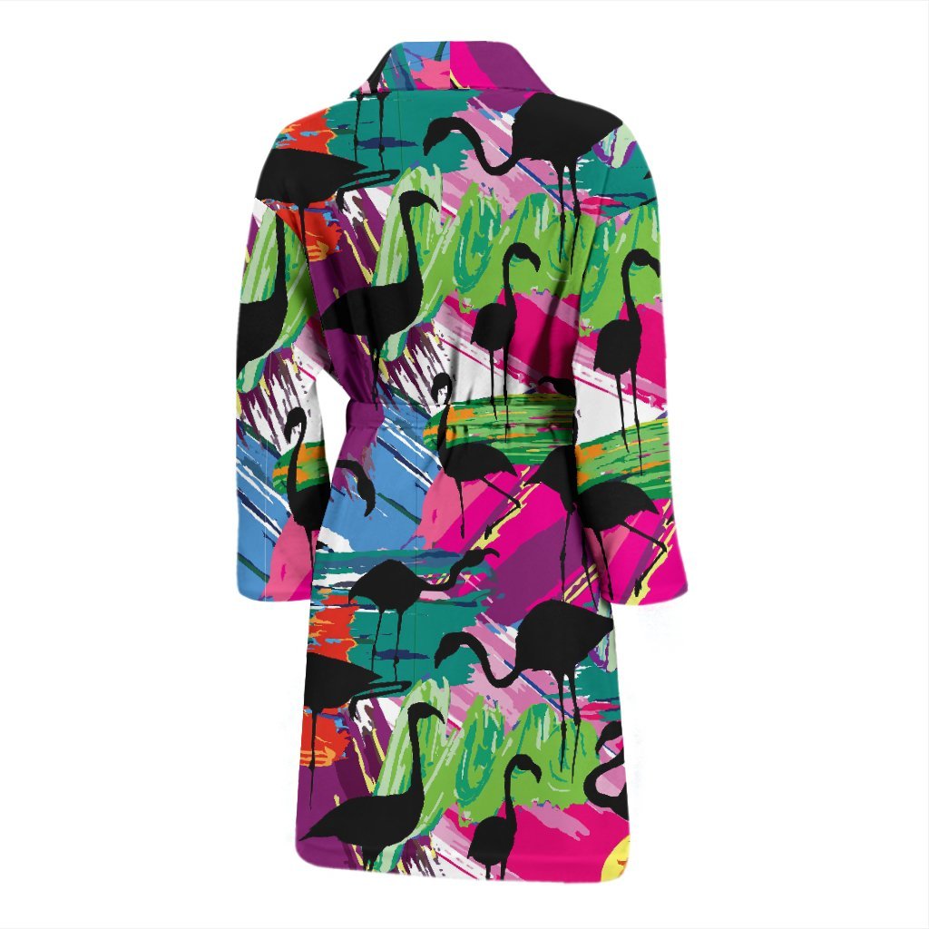 Flamingo Hawaiian Tropical Colorful Pattern Print Men Long Robe-grizzshop