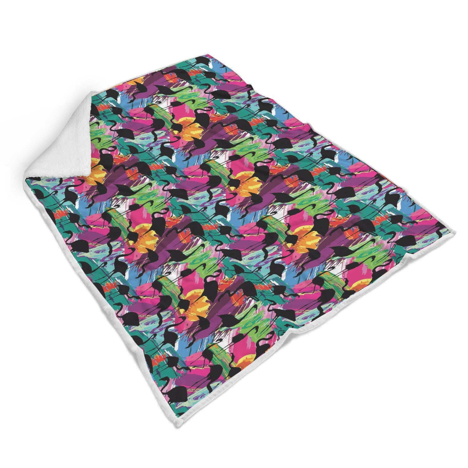 Flamingo Hawaiian Tropical Colorful Pattern Print Throw Blanket-grizzshop