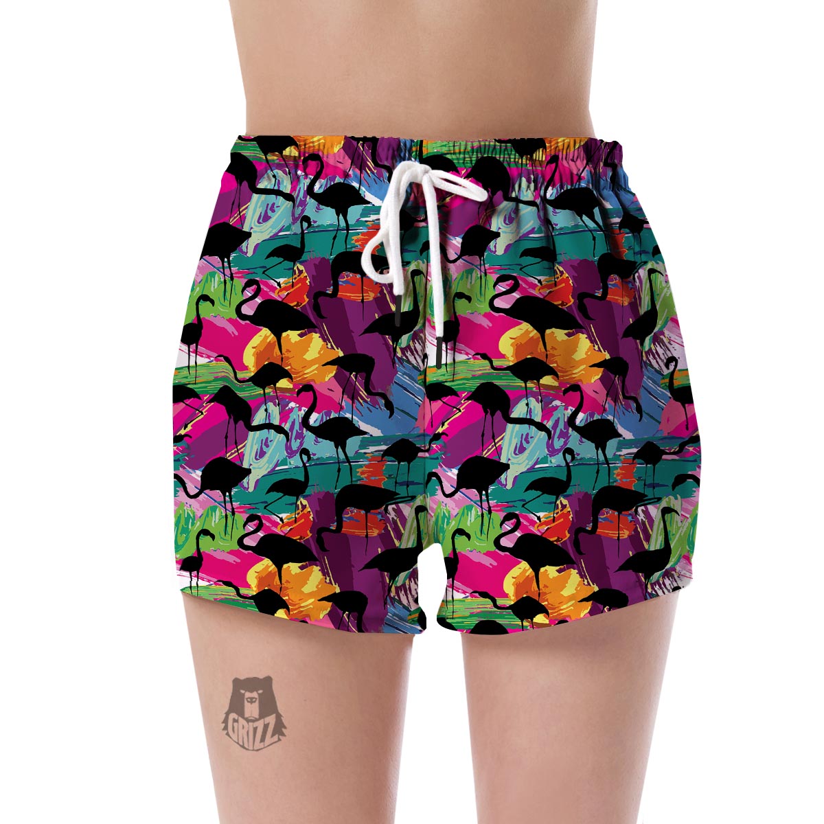 Flamingo Hawaiian Tropical Colorful Pattern Print Women's Shorts-grizzshop