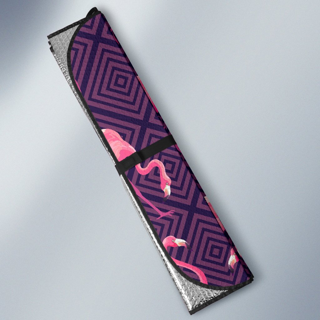 Flamingo Hawaiian Tropical Stripe Pattern Print Car Sun Shade-grizzshop