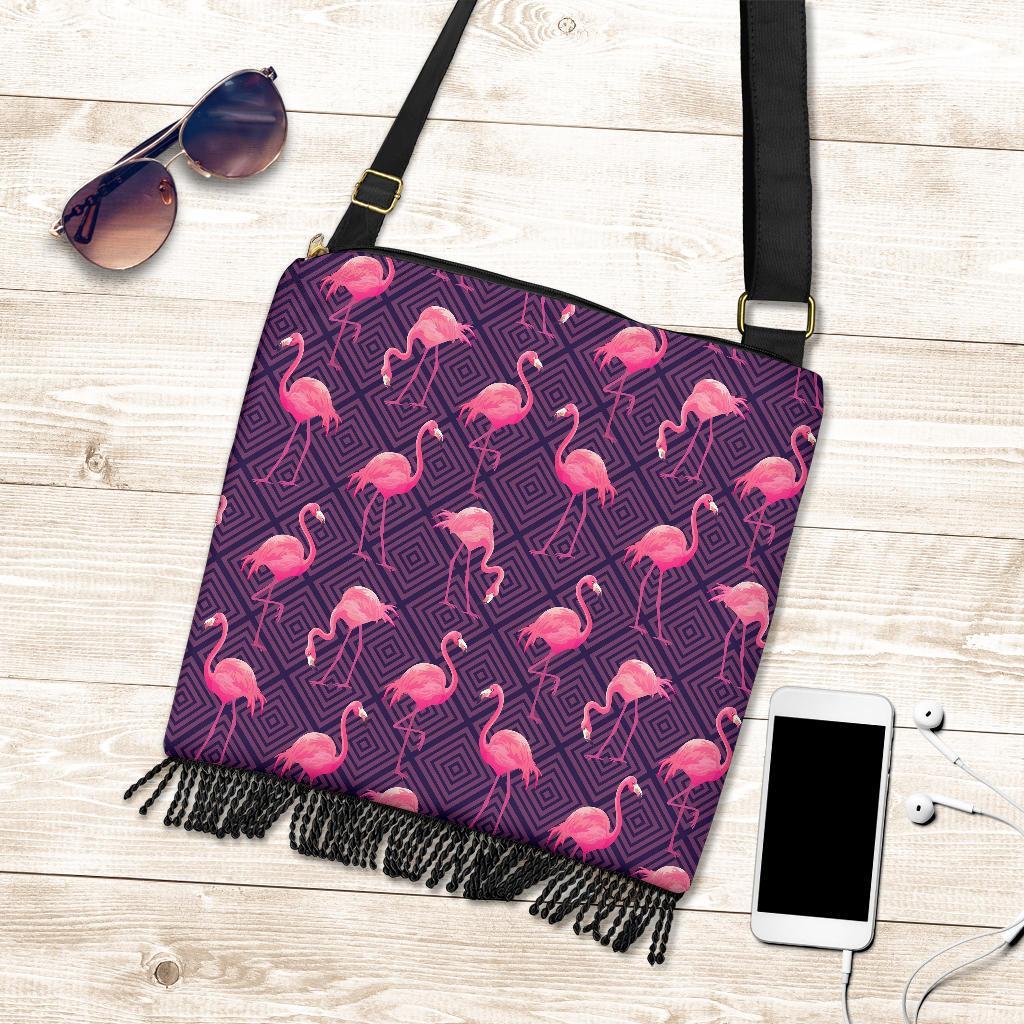 Flamingo Hawaiian Tropical Stripe Pattern Print Crossbody Bags-grizzshop