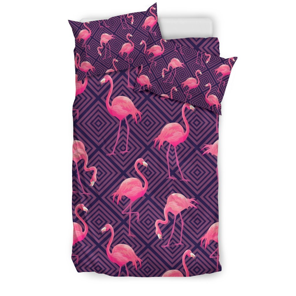 Flamingo Hawaiian Tropical Stripe Pattern Print Duvet Cover Bedding Set-grizzshop