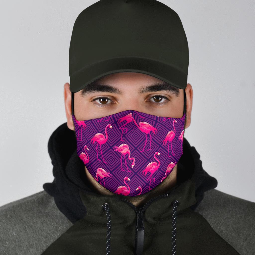 Flamingo Hawaiian Tropical Stripe Pattern Print Face Mask-grizzshop