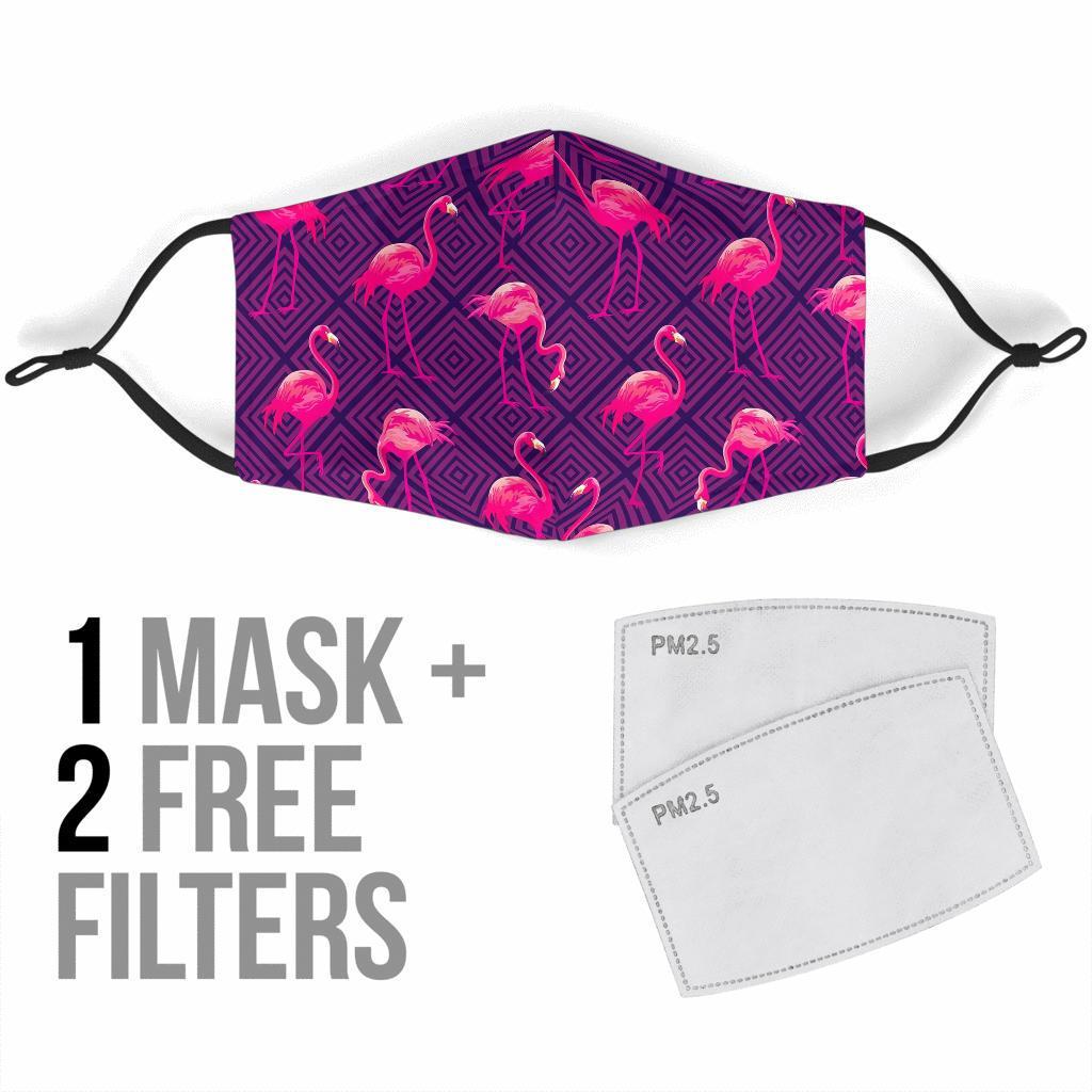 Flamingo Hawaiian Tropical Stripe Pattern Print Face Mask-grizzshop