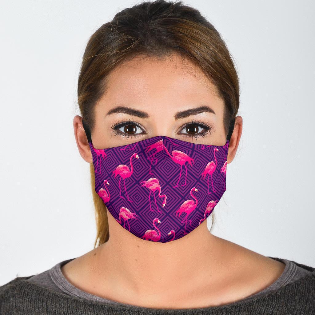 Flamingo Hawaiian Tropical Stripe Pattern Print Face Mask-grizzshop