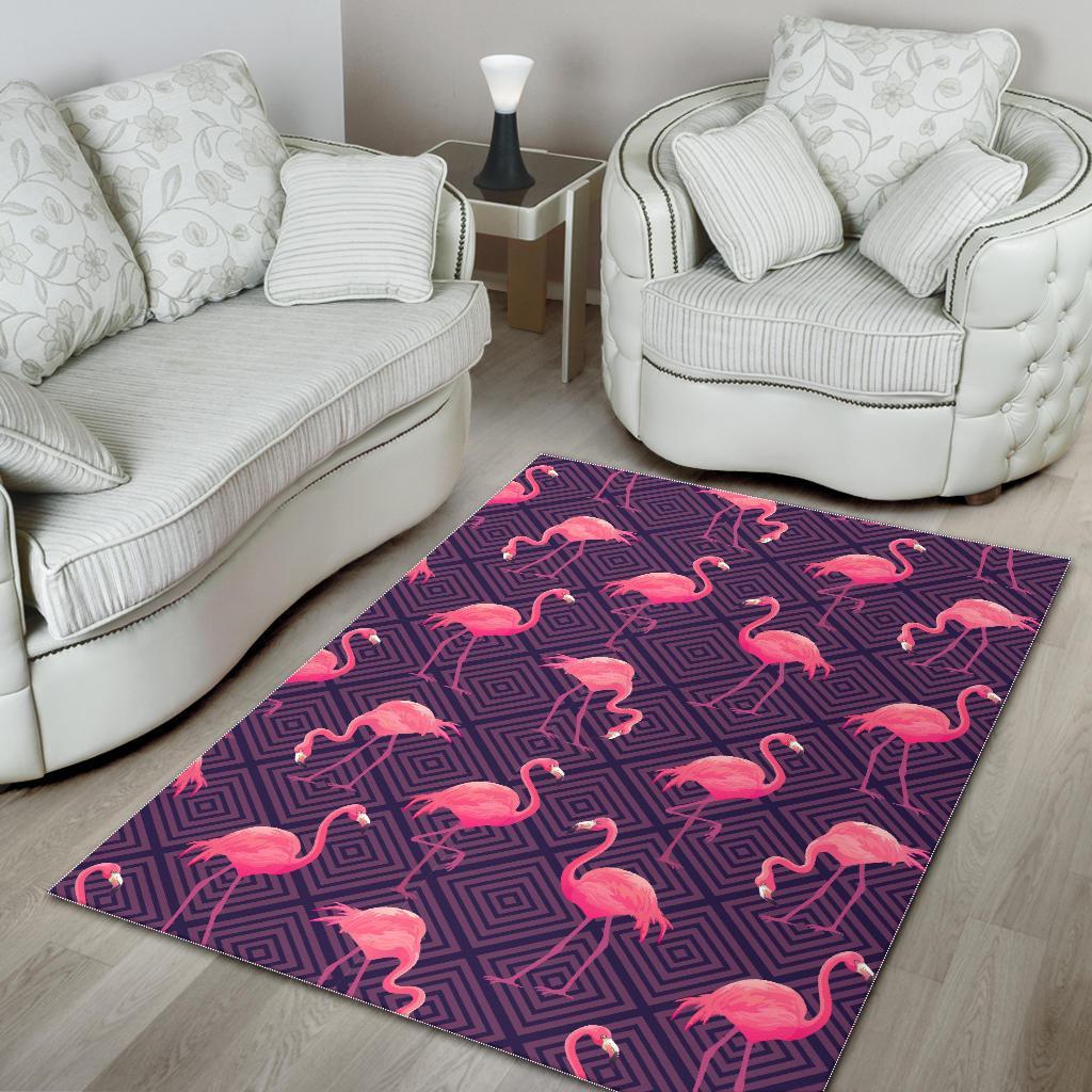 Flamingo Hawaiian Tropical Stripe Pattern Print Floor Mat-grizzshop