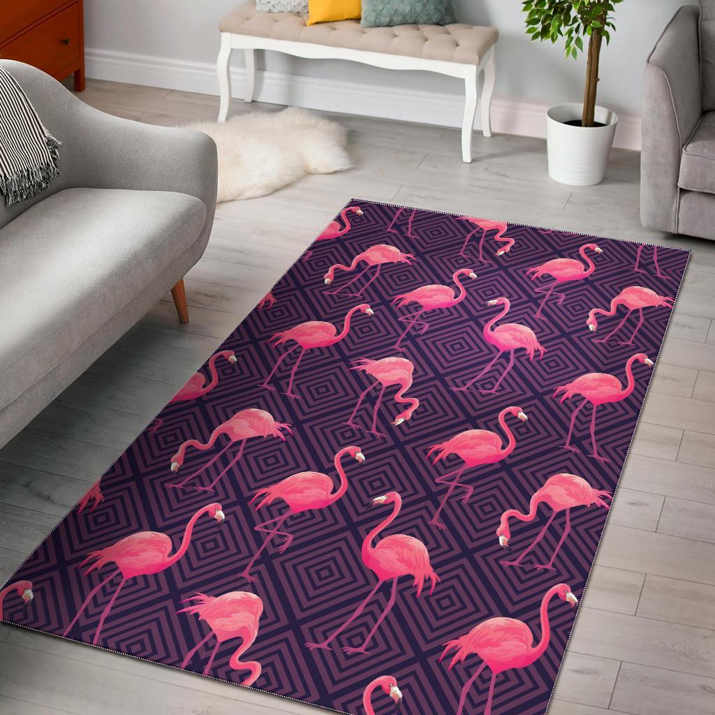 Flamingo Hawaiian Tropical Stripe Pattern Print Floor Mat-grizzshop