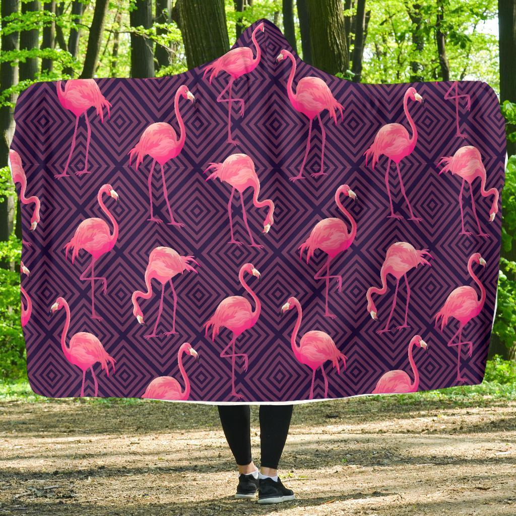 Flamingo Hawaiian Tropical Stripe Pattern Print Hooded Blanket-grizzshop