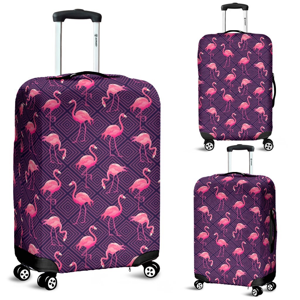 Flamingo Hawaiian Tropical Stripe Pattern Print Luggage Cover Protector-grizzshop