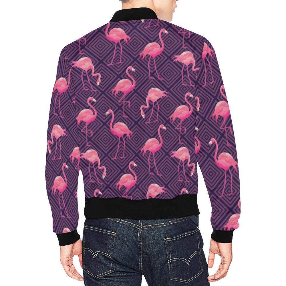 Flamingo Hawaiian Tropical Stripe Pattern Print Men's Bomber Jacket-grizzshop