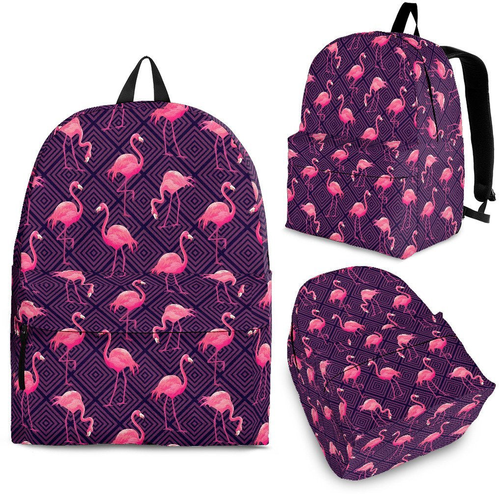 Flamingo Hawaiian Tropical Stripe Pattern Print Premium Backpack-grizzshop