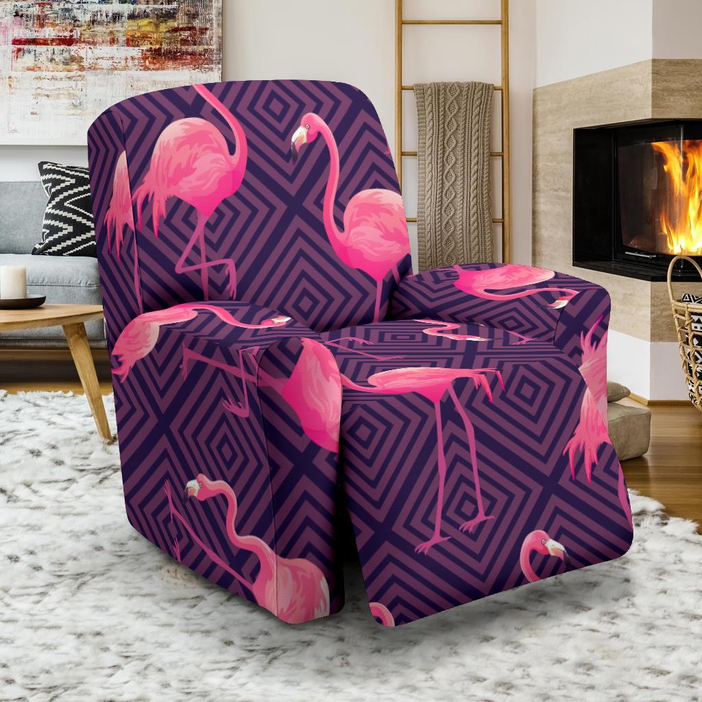 Flamingo Hawaiian Tropical Stripe Pattern Print Recliner Cover-grizzshop