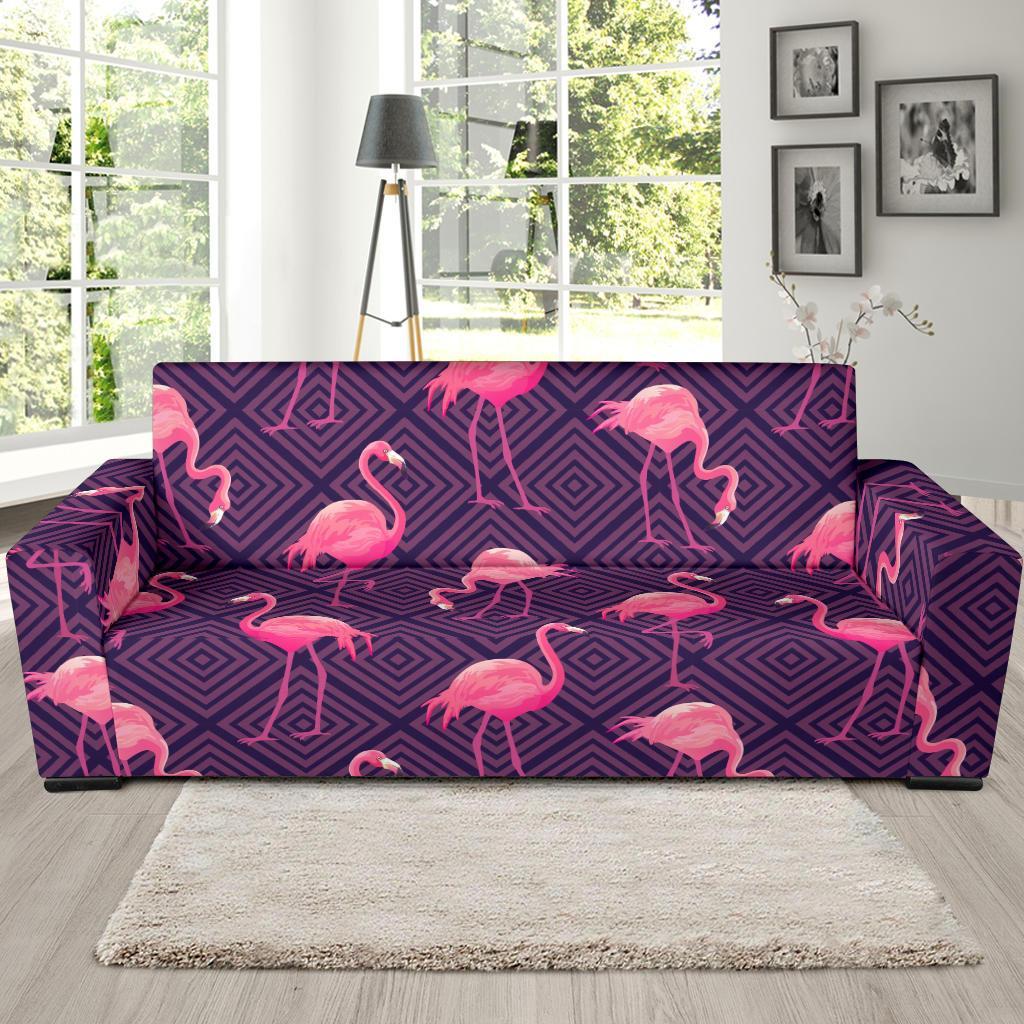 Flamingo Hawaiian Tropical Stripe Pattern Print Sofa Covers-grizzshop