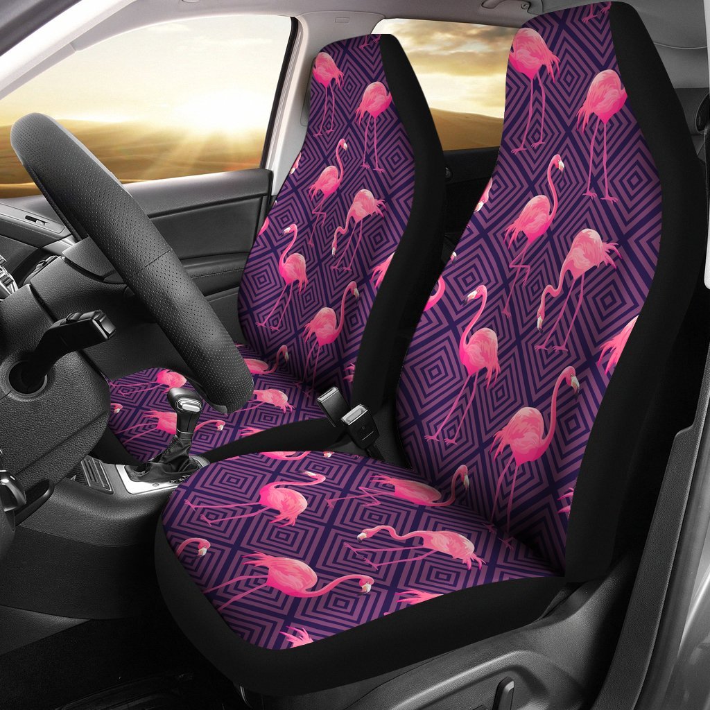 Flamingo Hawaiian Tropical Stripe Pattern Print Universal Fit Car Seat Cover-grizzshop