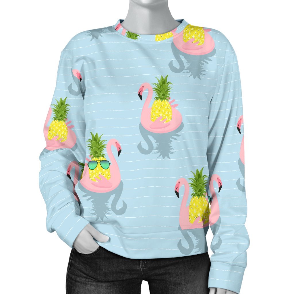 Flamingo Pineapple Blue Print Sweatshirt-grizzshop