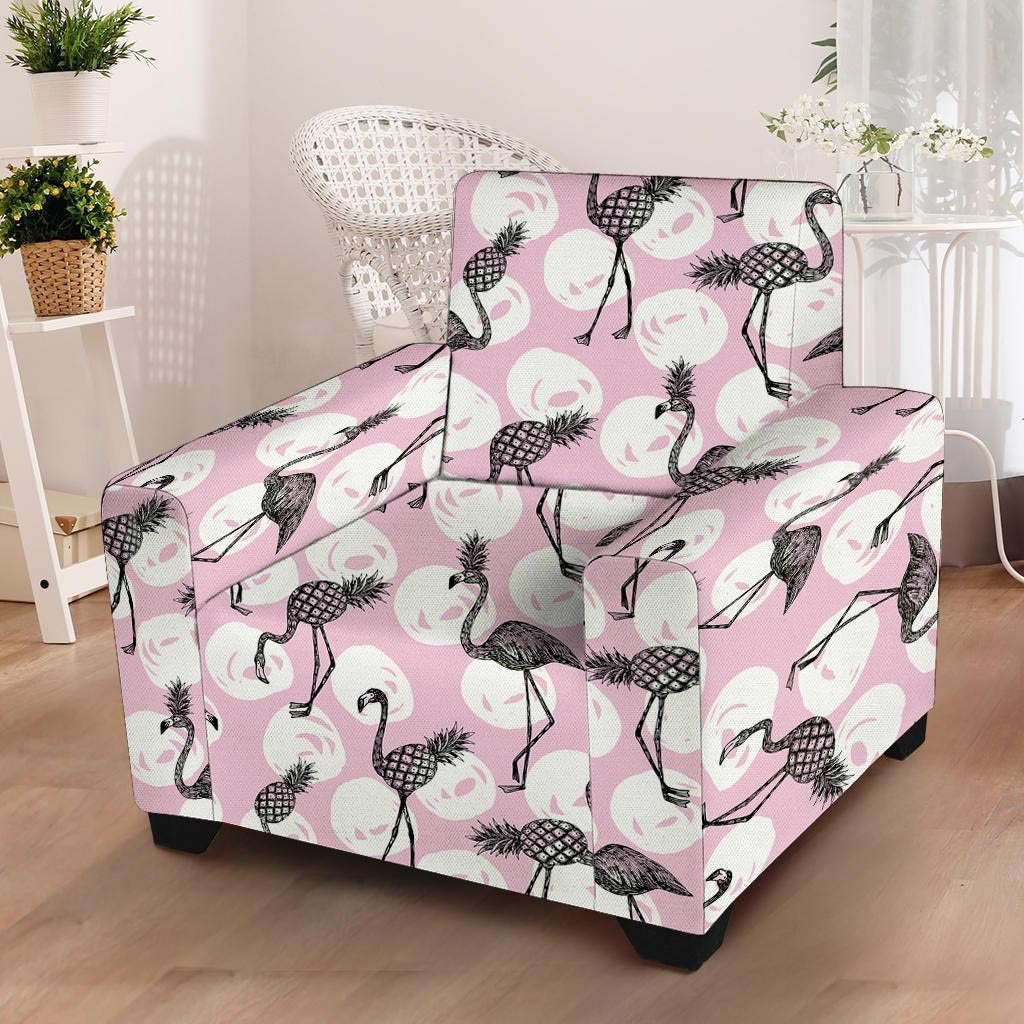 Flamingo Pineapple Print Armchair Cover-grizzshop