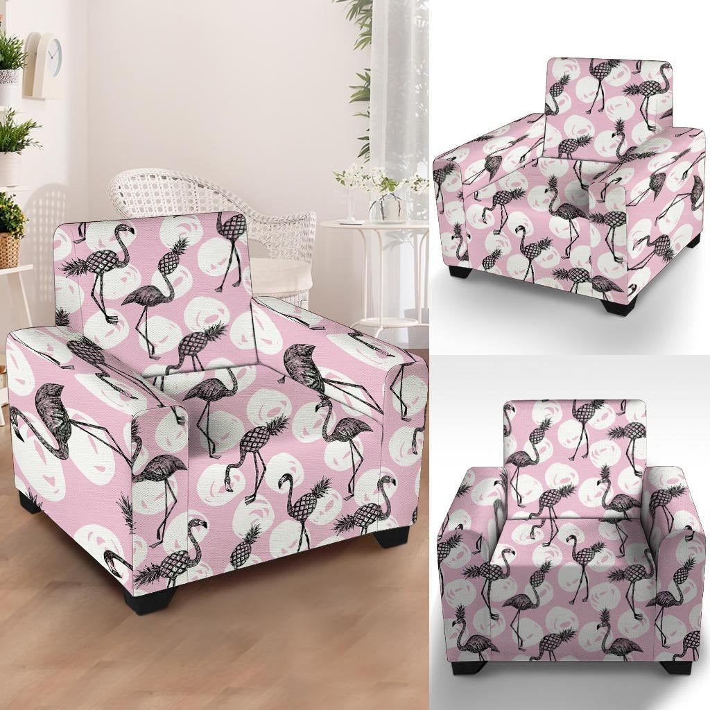 Flamingo Pineapple Print Armchair Cover-grizzshop