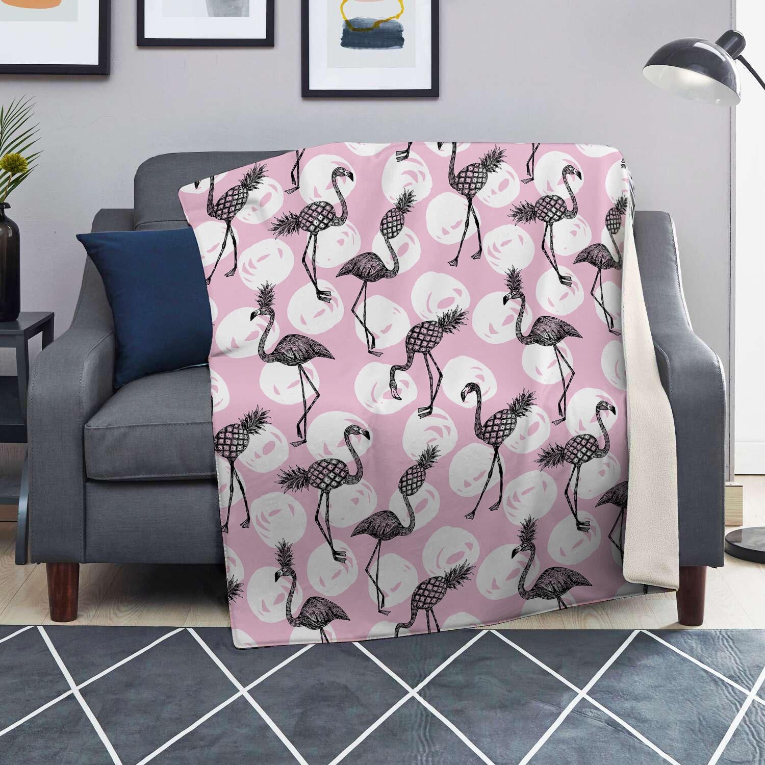 Flamingo Pineapple Print Blanket-grizzshop