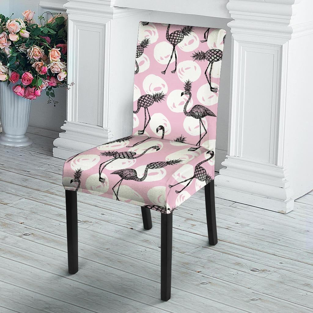 Flamingo Pineapple Print Chair Cover-grizzshop