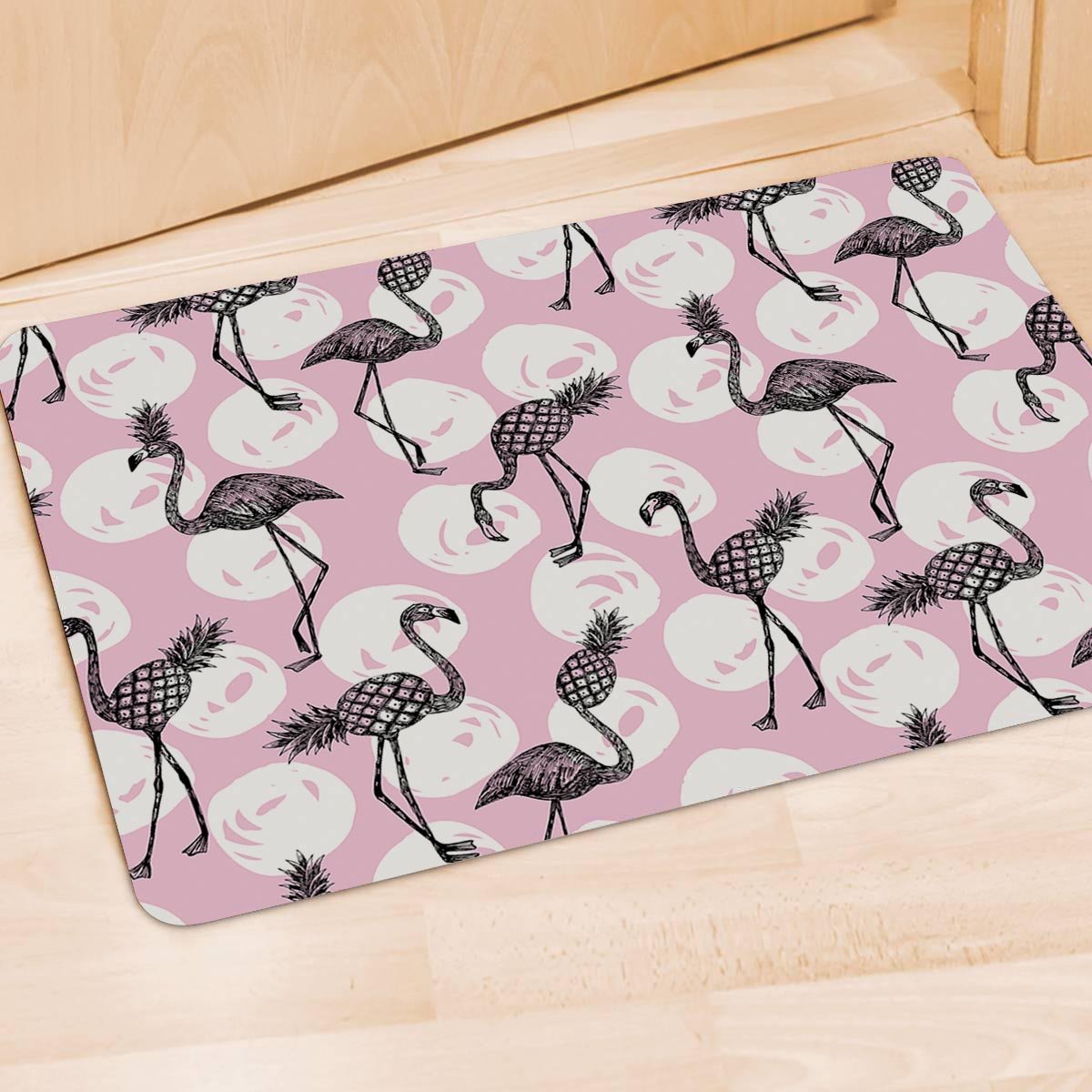 Flamingo Pineapple Print Door Mat-grizzshop