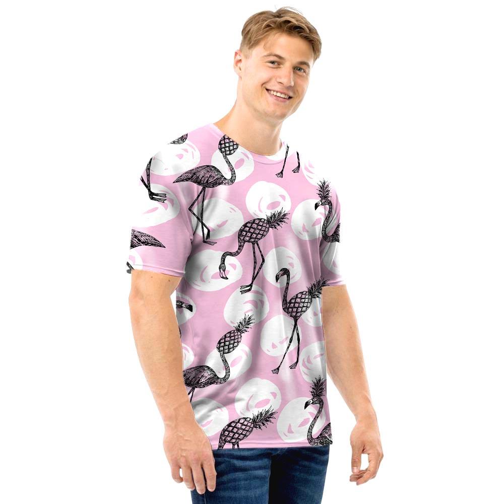 Flamingo Pineapple Print Men T Shirt-grizzshop