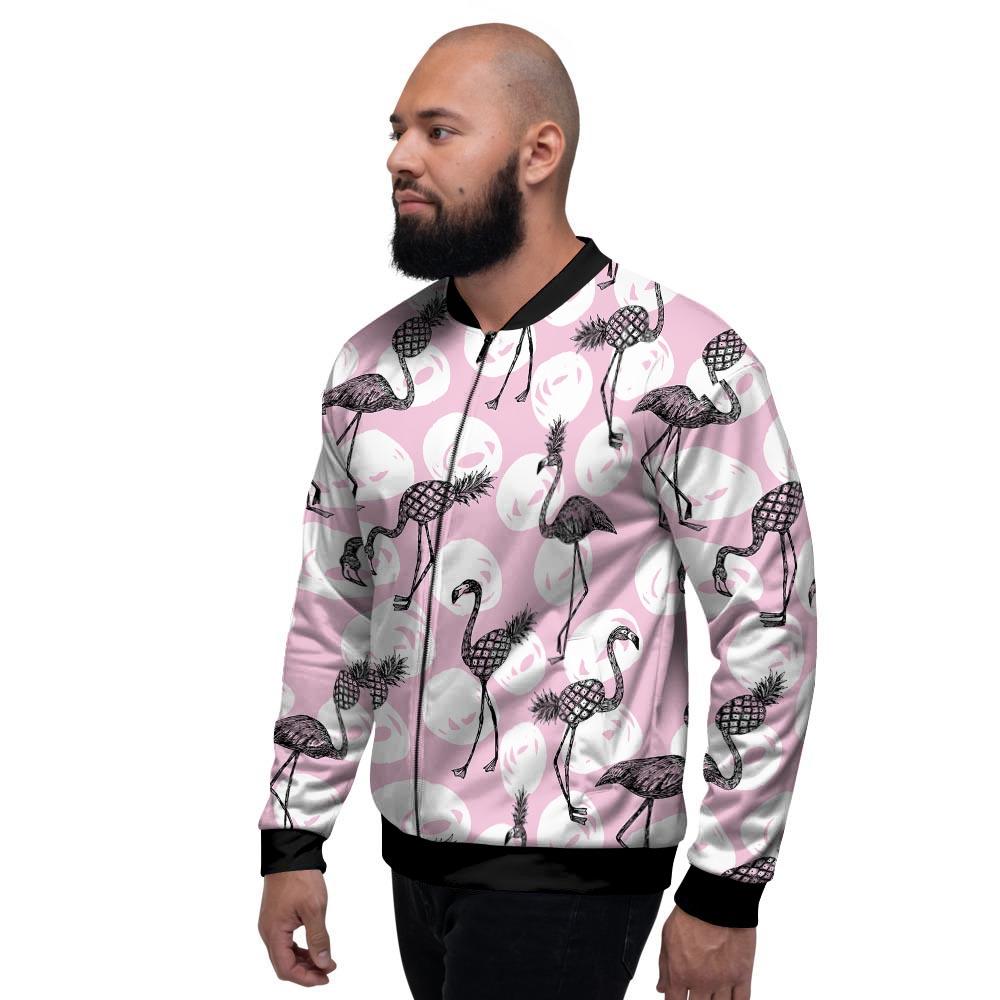 Flamingo Pineapple Print Men's Bomber Jacket-grizzshop