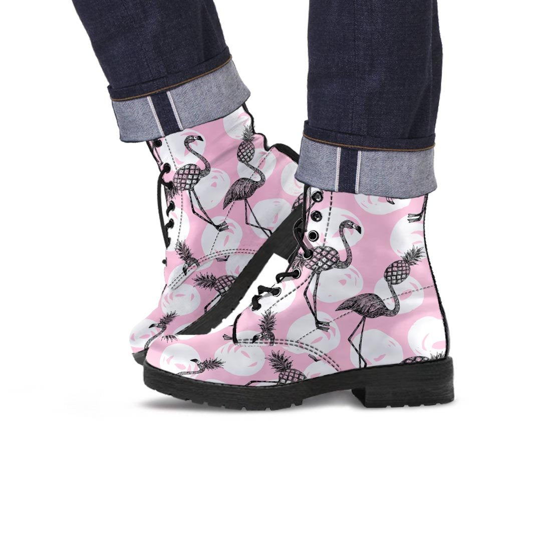 Flamingo Pineapple Print Men's Boots-grizzshop