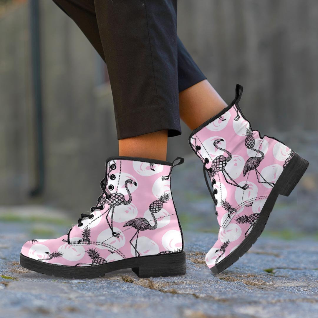 Flamingo Pineapple Print Men's Boots-grizzshop