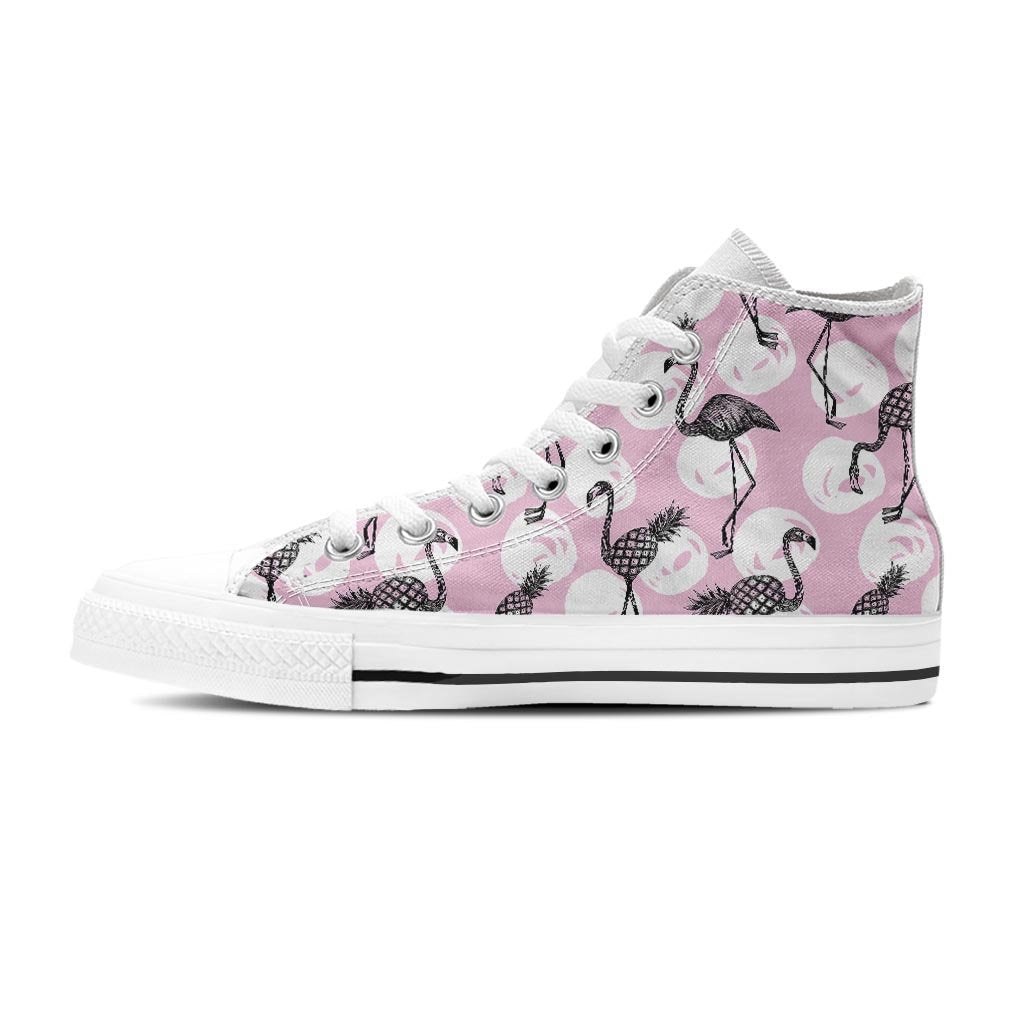 Flamingo Pineapple Print Men's High Top Shoes-grizzshop