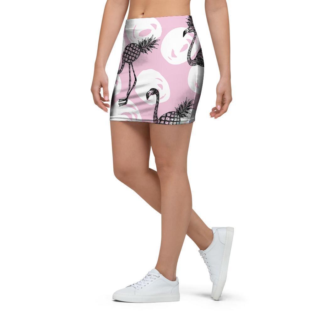 Flamingo Pineapple Print Mini Skirt-grizzshop