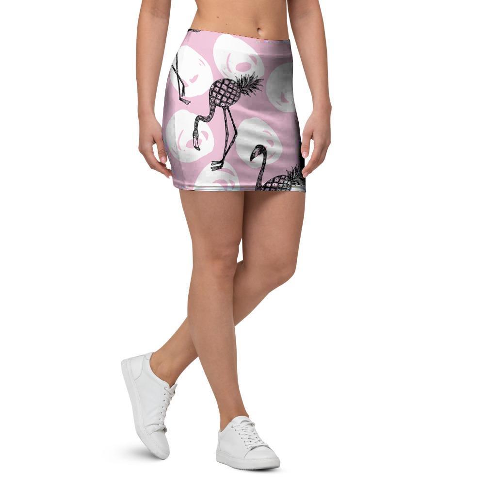 Flamingo Pineapple Print Mini Skirt-grizzshop