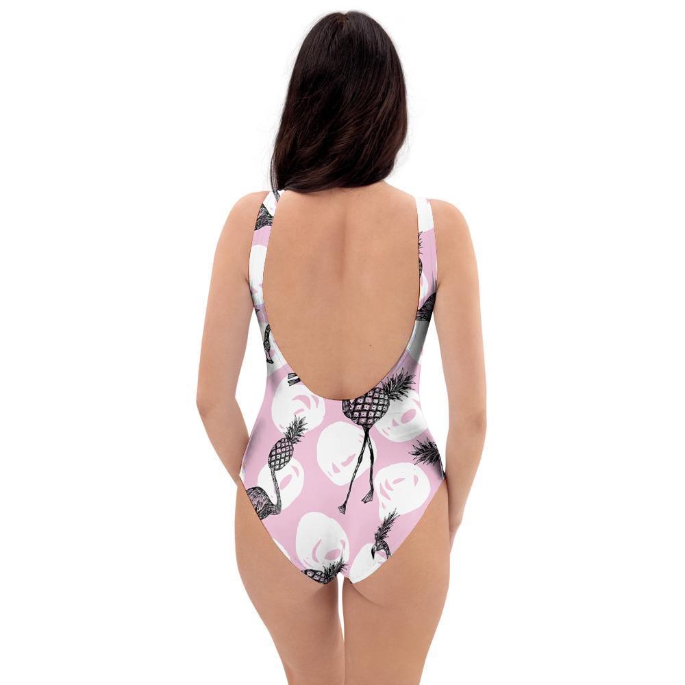 Flamingo Pineapple Print One Piece Swimsuite-grizzshop