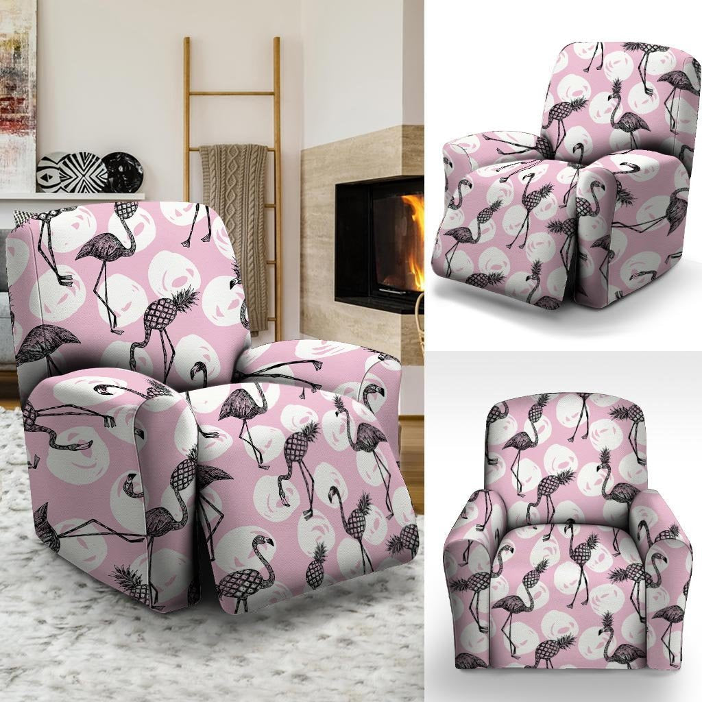 Flamingo Pineapple Print Recliner Cover-grizzshop