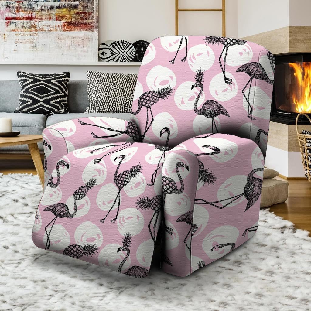 Flamingo Pineapple Print Recliner Cover-grizzshop