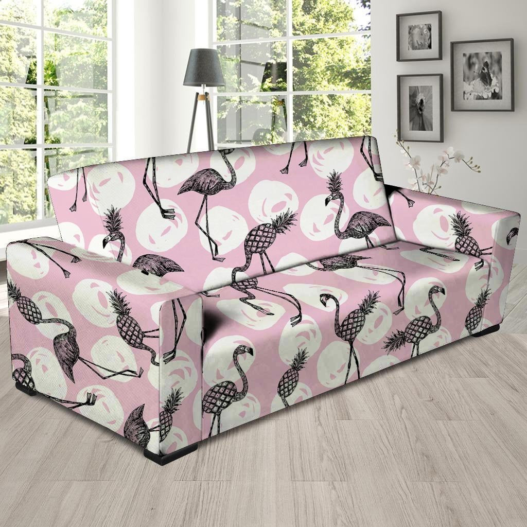 Flamingo Pineapple Print Sofa Cover-grizzshop