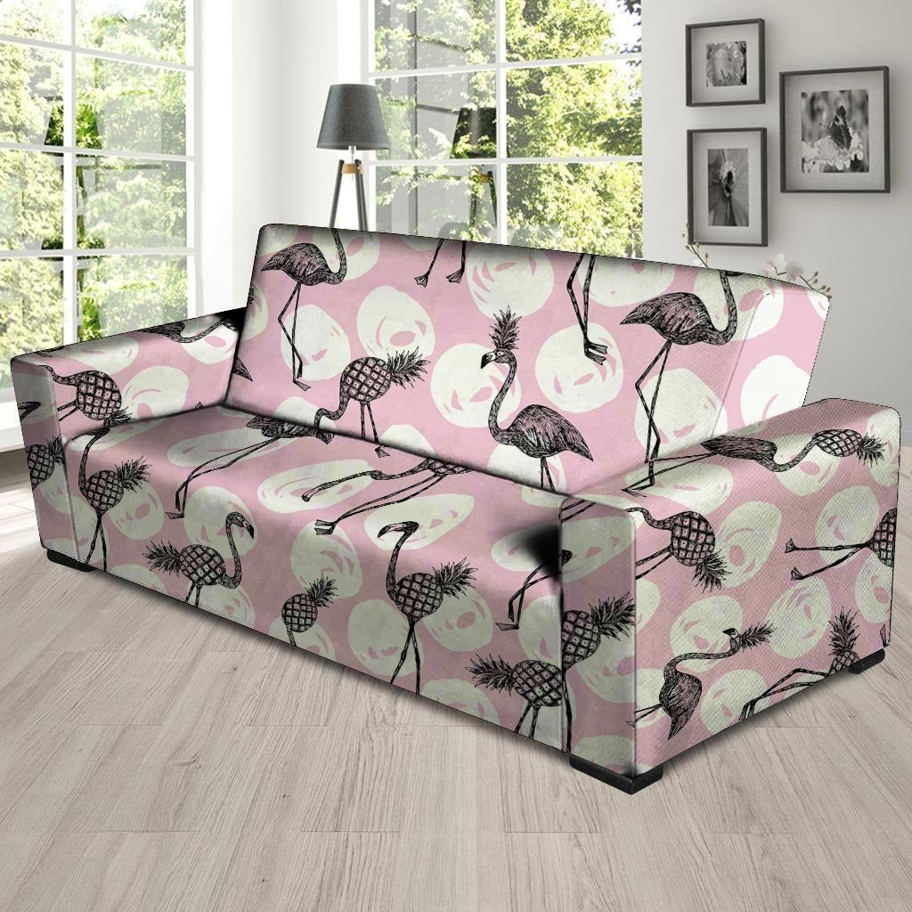 Flamingo Pineapple Print Sofa Cover-grizzshop