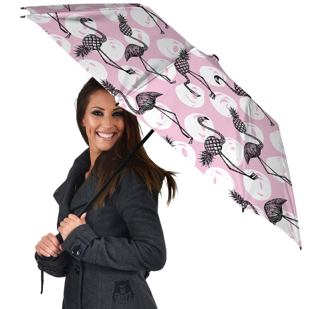 Flamingo Pineapple Print Umbrella-grizzshop