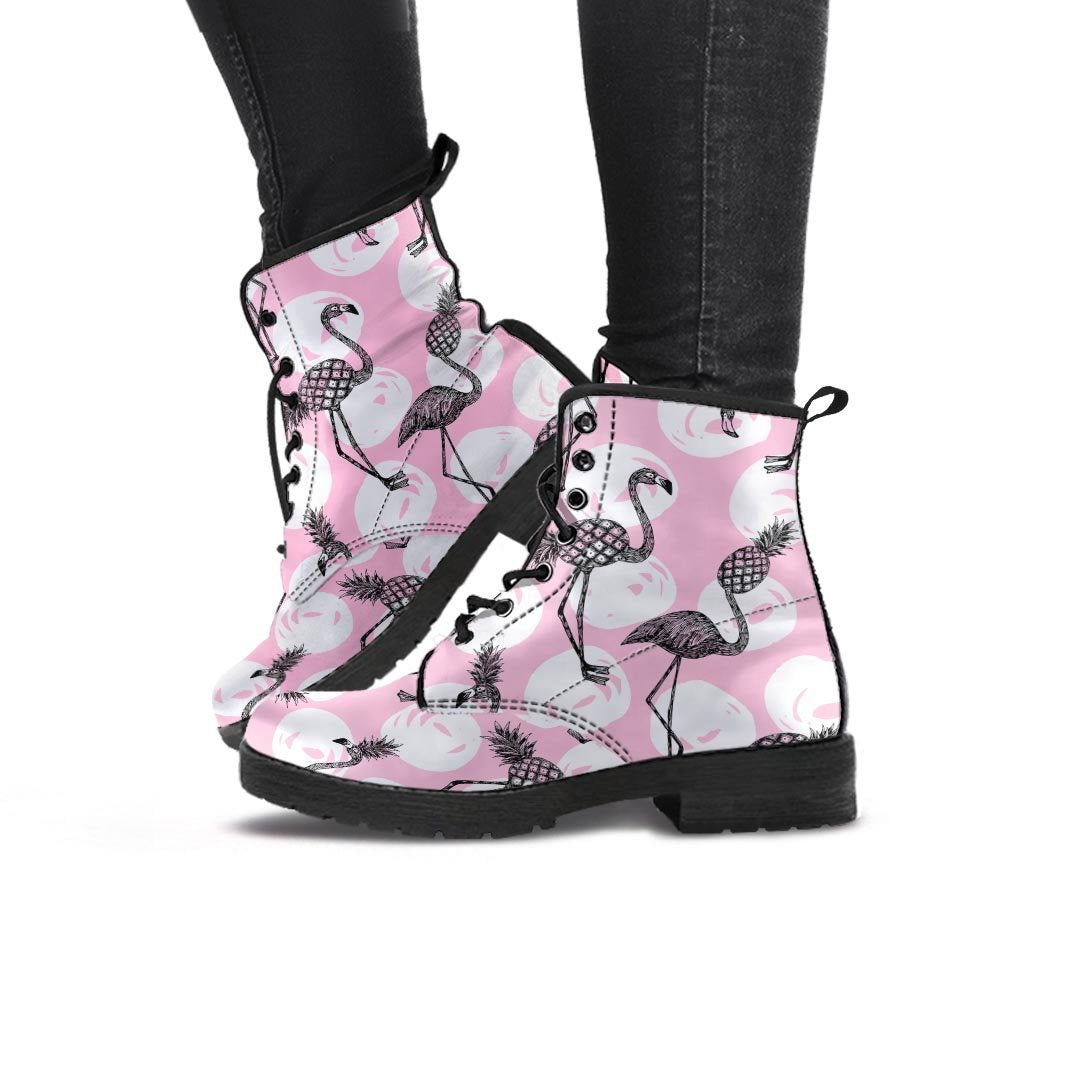 Flamingo Pineapple Print Women's Boots-grizzshop