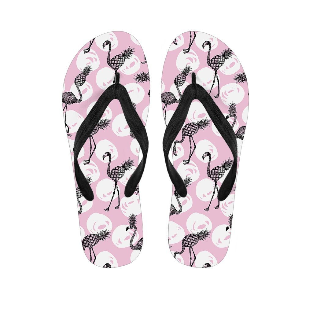 Flamingo Pineapple Print Women's Flip Flops-grizzshop