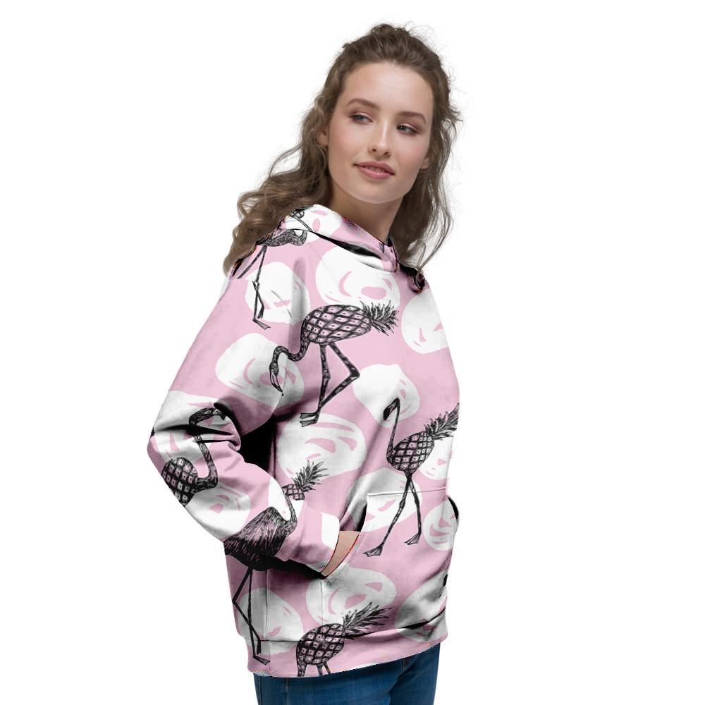 Flamingo Pineapple Print Women's Hoodie-grizzshop