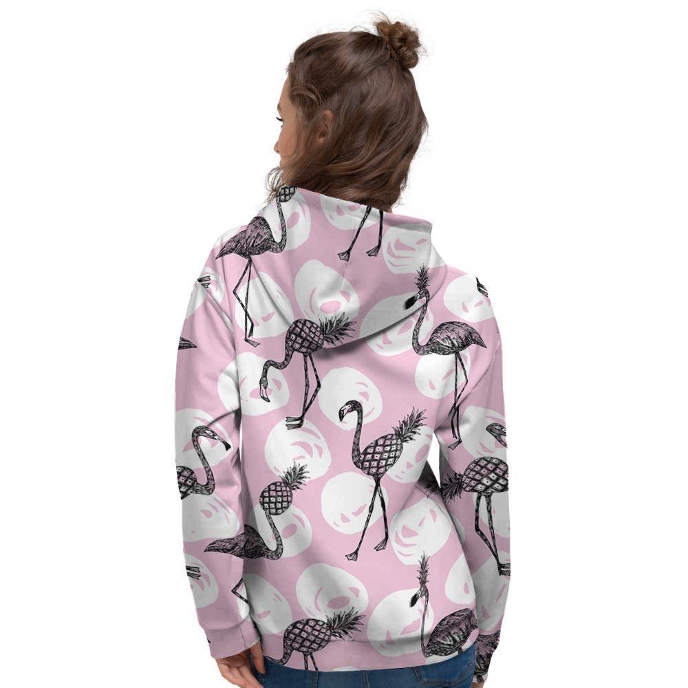 Flamingo Pineapple Print Women's Hoodie-grizzshop