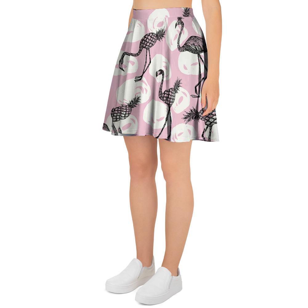 Flamingo Pineapple Print Women's Skirt-grizzshop