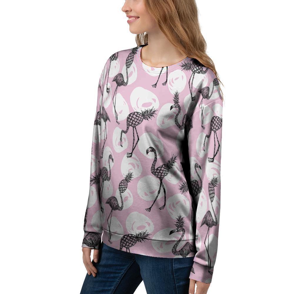 Flamingo Pineapple Print Women's Sweatshirt-grizzshop